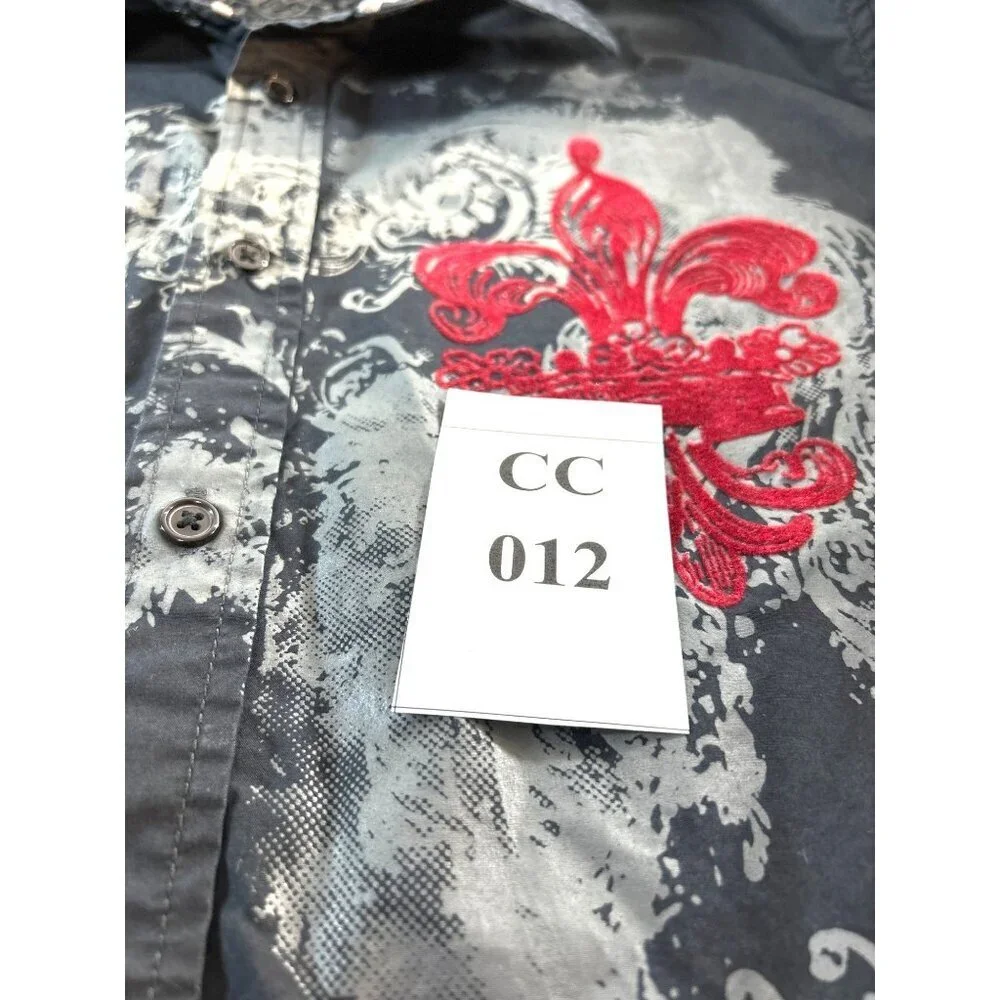 Guess Mens Graphic Shirt Button -Up Western Black Long Sleeves Size XL/TG - Picture 6 of 6